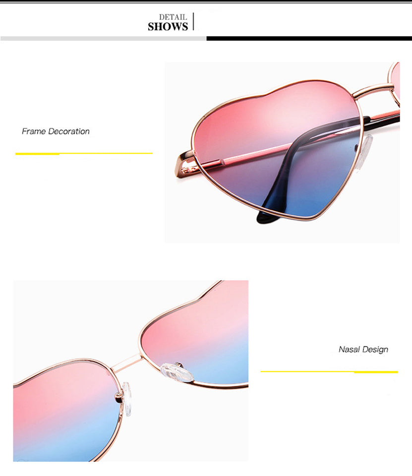 Retro Big Heart Sunglasses Women