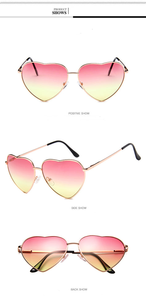 Retro Big Heart Sunglasses Women