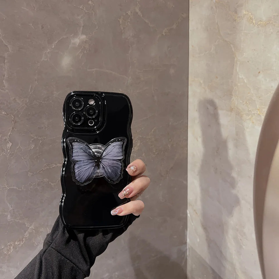 Ins Dark Style Butterfly Holder Phone Case for iPhone