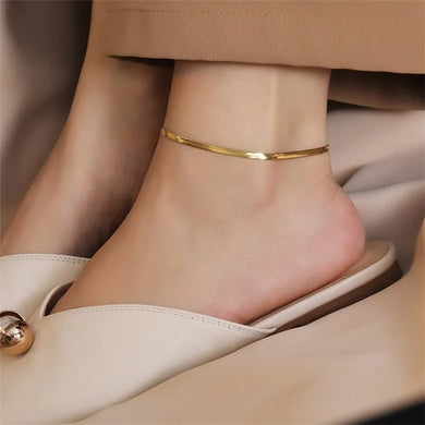 4MM Stainless Steel Snake Chain Anklet For Women