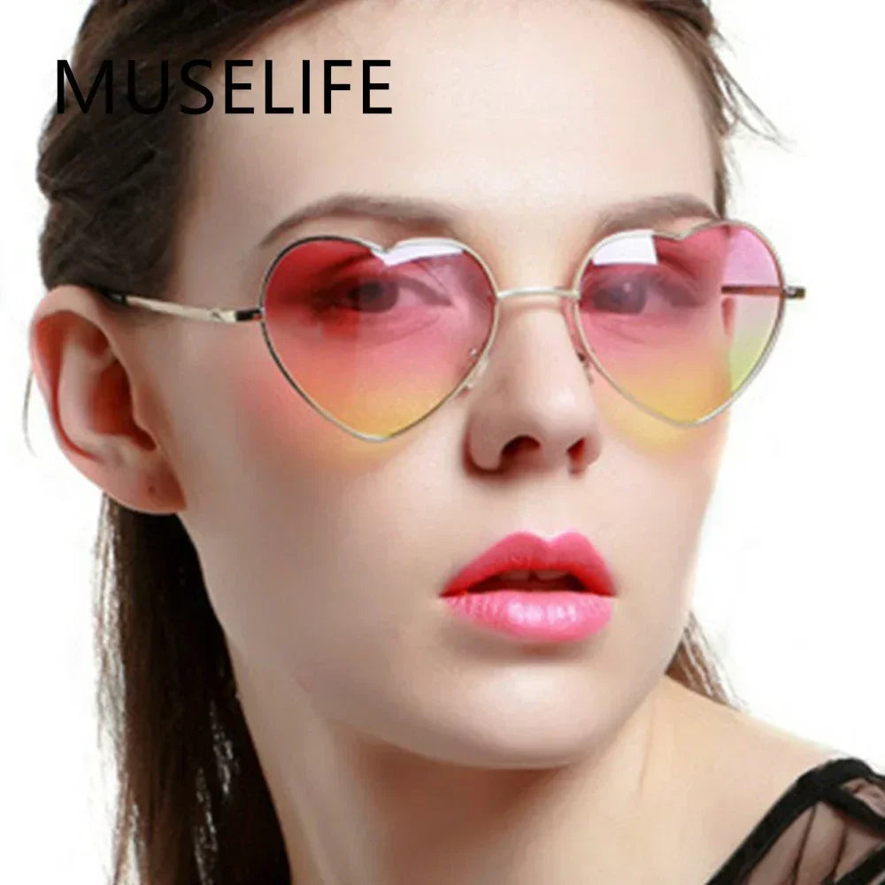 Retro Big Heart Sunglasses Women